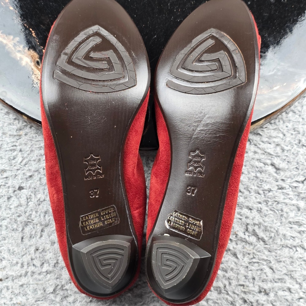 AGL Attilio Giusti Leombruni Ballet Flats Women 37 Red Suede Buckle Italy - Picture 4 of 11